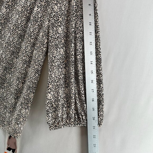 Adrianna Papell Blouse Size 2XL Animal Print Balloon Sleeve Back Keyhole Beige - Picture 10 of 11